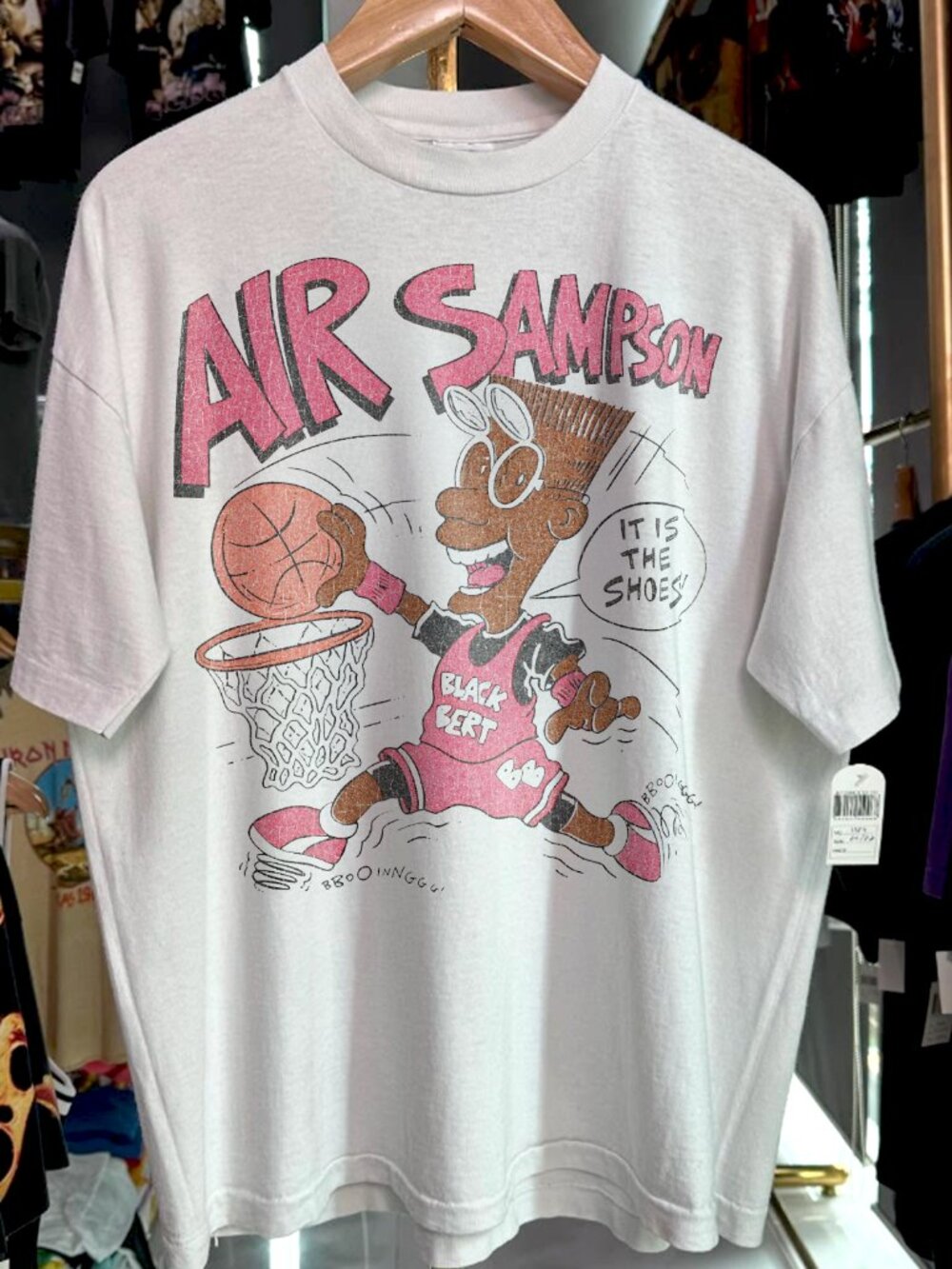 90s Air Sampson Black Bert Rare White T-Shirt